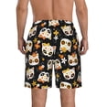 thumbnail image 3 of Kdxio Cat Skulls and Flowers Pattern Mens Casual Shorts - Drawstring Summer Beach Sports Shorts for Men, 3 of 9