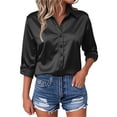 thumbnail image 2 of Mnuaqn Womens Dress Shirts Long Sleeve Button Down Shirt Wrinkle-Free Business Casual Blouse Office Work Tops (Black,M), 2 of 5