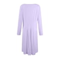 thumbnail image 5 of Kddylitq Long Sleeve Midi Dresses for Women 2024 Fashion Solid Color Pleated Dress Casual Plus Size Crewneck Dress with Pockets Light Purple 3XL, 5 of 5