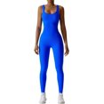 thumbnail image 3 of HGZEWX Mono atlético de entrenamiento acanalado para mujer, mono de yoga con sensación desnuda, chándal sin mangas de una pieza, mono tipo catsuit, 3 of 4