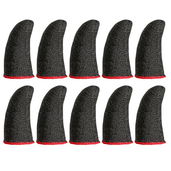 NICEXMAS 10 Pcs Breathable Finger Sleeve Game Black Silver Fiber for Gamers