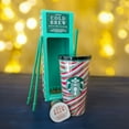 thumbnail image 3 of Starbucks Limited Edition 16oz Double Wall Tumbler Cold To Go Cup with Cold Brew Coffee + 2 Extra Straws - Holiday Cheerful Stripes, 3 of 6