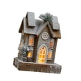 thumbnail image 1 of Cabaña de madera con nieve iluminada para Navidad, miniatura, 9,4 x 5 x 12,2 pulgadas, decoración de mesa para bodas, fiestas y festivales especiales Estilo B, 1 of 9