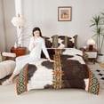 thumbnail image 4 of jejeloiu Southwestern Aztec Geometric Queen Comforter Set,Brown Cattle Hide Bedding Comforter Set For Kids Reversible 3pcs, 4 of 8