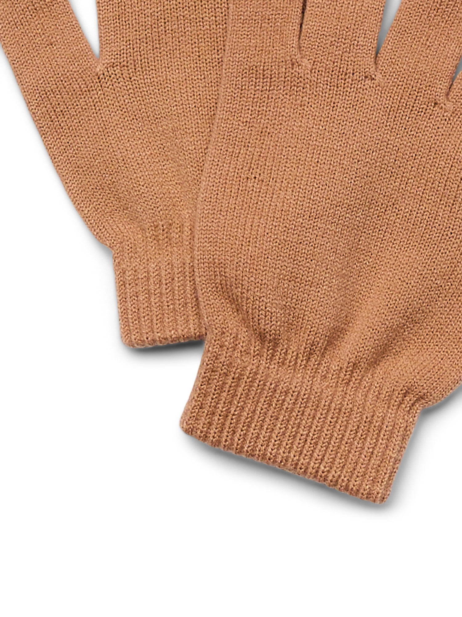 Time and Tru Women's Stretch Knit Winter Gloves 2-Pack, Brown Acorn