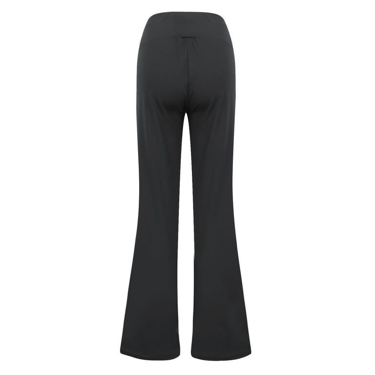  Womens Yoga Dress Pants Tummy Control Workout High Waist  Bootcut Stretchy Slacks Y52A-Brown-L