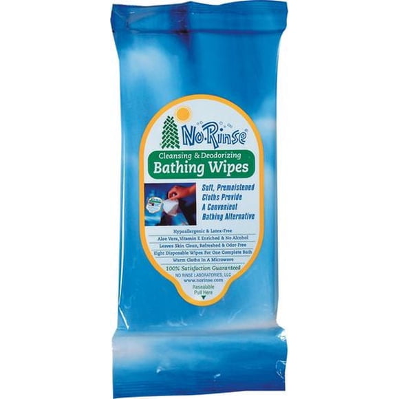 No-Rinse Bathing Wipes by Cleanlife Products (5 Pack), Premoistened and Aloe Vera Enriched for Maximum Cleansing and Deodorizing - Microwaveable, Hypoallergenic and Latex-Free (8 Wipes)