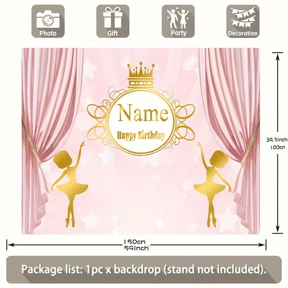 Custom ballet princess Party Decorations Banner ballet princess Sign Backdrop Photo Booth Props Background Party Favors