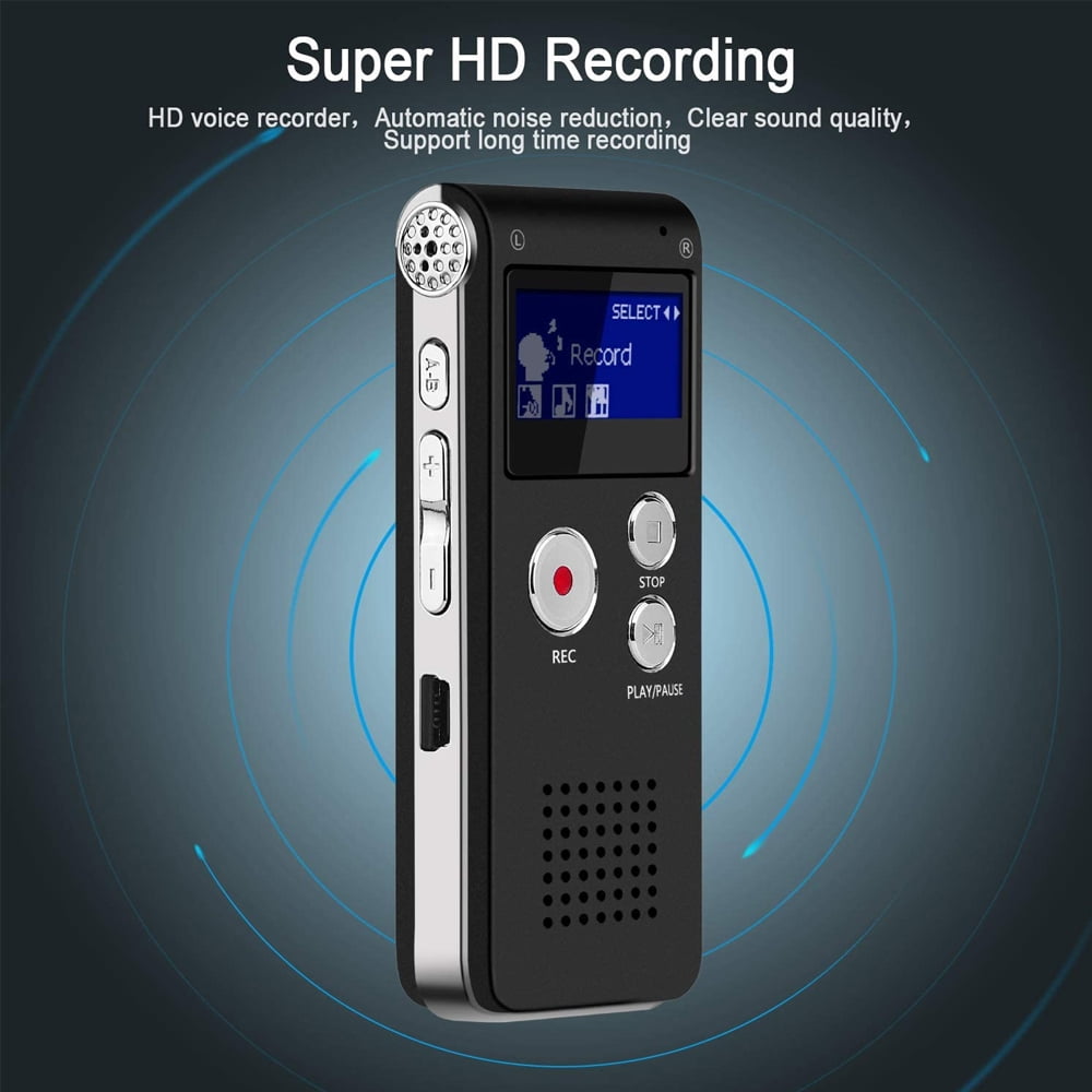 Digital Voice Recorder Voice Activated Recorder for Lectures, Meetings, Interviews 8GB Audio Recorder Mini Portable Tape Dictaphone with Playback, USB, MP3