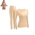 thumbnail image 3 of Hugcore Winter Clothing for Women Women Ultra-Soft Set Base Layer Top & Bottom Long Johns for Women Thermal Sets Cold Weather Top Bottom Thermals for Women, Khaki, XL, 3 of 10