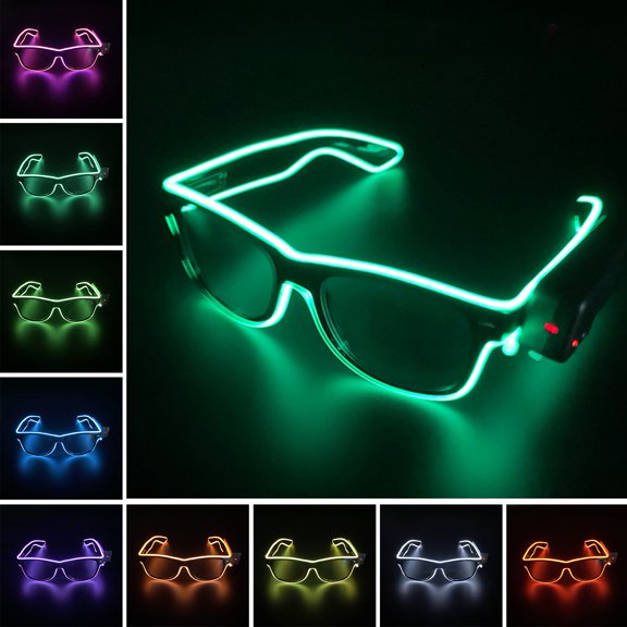 ZenCart Wireless LED Light Up Glasses Glow in The Dark Neon Rave Glasses for Bar Birthday Party DJ Stage Performance Cosplay