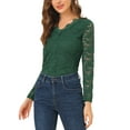 thumbnail image 1 of INSPIRAR CHIC Día de San Valentín Blusa de Encaje Floral de Manga Larga con Escote en V y Detalle de Encaje en el Dobladillo M Verde Oscuro, 1 of 7