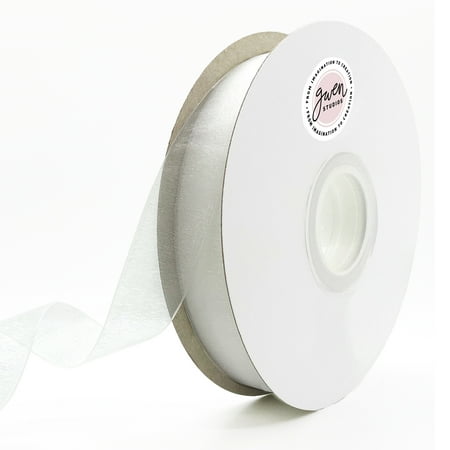 UPC: 0810056347659 | White Sheer Organza Ribbon for Crafts and Gift Wrap  7/8  x 100 Yards by Gwen Studios