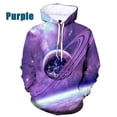 thumbnail image 3 of Sweat à Capuche Imprimé 3D Mode Espace, Pull Décontracté Hip Hop, Chandail à Capuchon Galaxie, 3 of 5