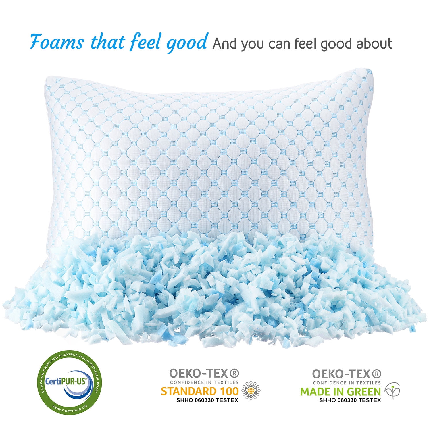 Nestl Temperature Regulating Reversible Cooling Pillow, Memory Foam Pillow, Standard/Queen Pillows 20” X 28”, 2 Pack