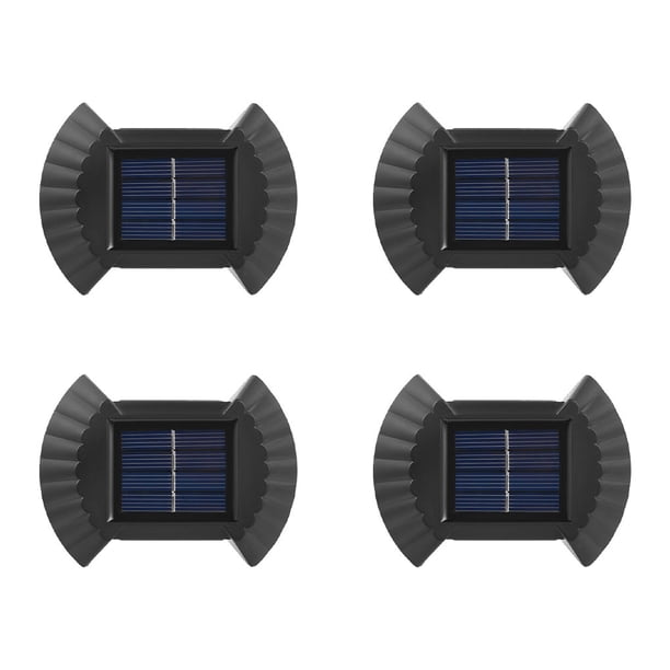 Ounissouiy Paquete de 4 luces de pared con energía solar, impermeables, porche, patio trasero, entrada, patio, calle, césped, camino, escalera, lámpara Iluminación y accesorios Luz calida Ounissouiy HA073275-02