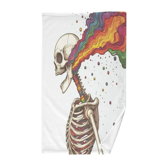 Yayeee 100% Cotton Hand Towels for Bathroom 16" x 28" Kitchen Towel, Colorful Skeleton