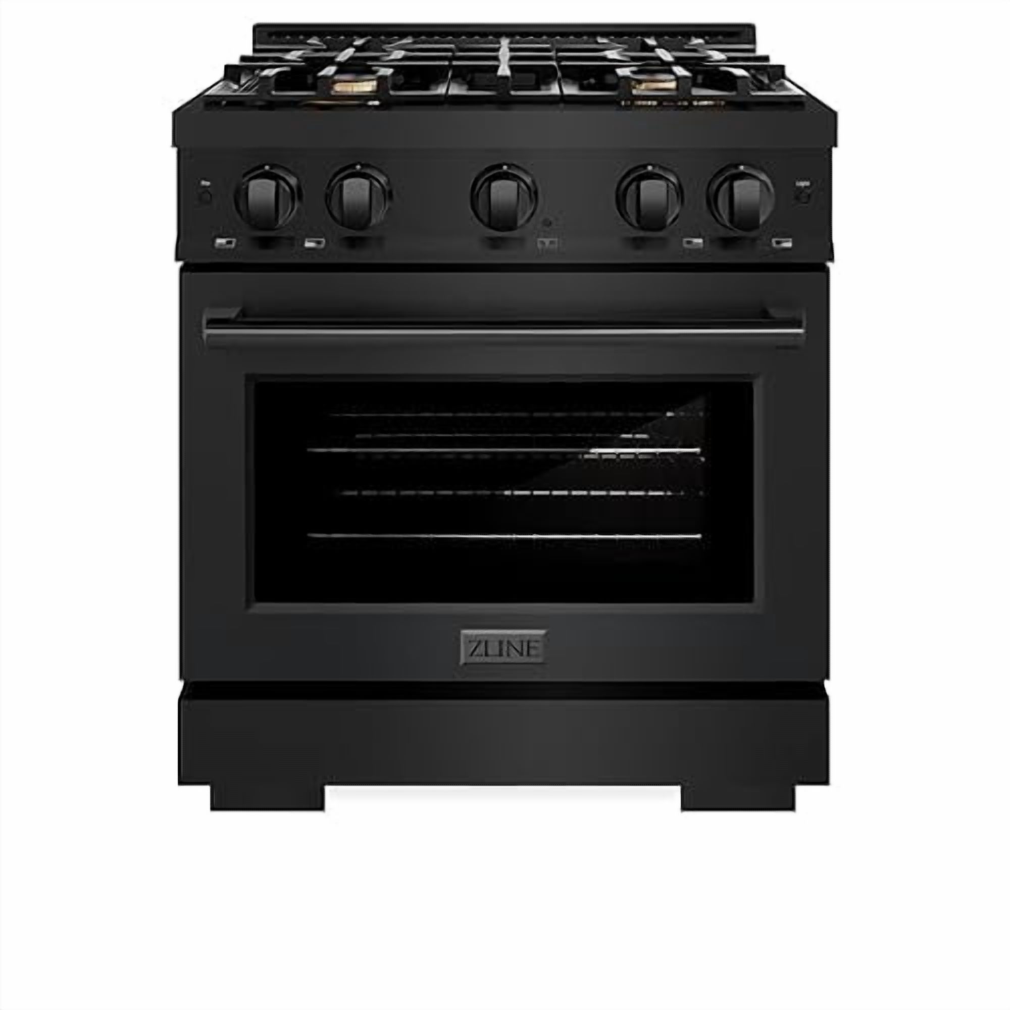 ZLINE 30 in. 4.2 cu. ft. Gas Range with Convection Gas Oven in Black Stainless Steel with 4 Brass Burners (HGRB-BR-30)