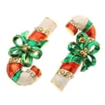 thumbnail image 4 of Fashion Xmas Scepter Shaped Enamel Brooch Pin & Jewelry Necklace Pendant 1 paar, 4 of 6