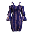 thumbnail image 3 of Bintarealwax African Dresses for Women Floral Spaghetti Strap Square Neck Mini Smocked Dress with Long Sleeves, 3 of 3