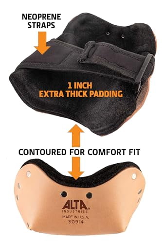 ALTA 30914 Leather Deluxe Knee Protector Pad with Neoprene Strap, Buckle, Capless, Beige CA2