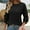 Black, variant on Blmnix Women Golf Shirts Workwear Smocked Cuffs Khaki Ribbed Cute Plus Size Tops Long Sleeve Cotton Crew Neck Tops