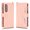 Pink, variant on For Samsung Galaxy Z Fold 3 5G Shockproof Matt Leather Zipper Wallet Case Cover with Crossbody Strap