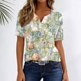thumbnail image 5 of OIOLOYJM Easter Tops for Women 2026 Holiday Bunny Print Henley Shirts Casual Button Up V Neck Short-Sleeve T Shirts Spring Lightweight Tee Tops Light Green L, 5 of 6