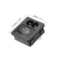thumbnail image 3 of C8-8 Panel Mount Plug Adapter AC 250V 2.5A 2 Pins 2mm Buckle IEC Power Socket with 3P ON-OFF Switch, 3 of 4