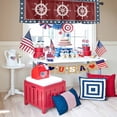 thumbnail image 5 of Kitchen Cafe Valance Curtain for Small Windows,Independence Flag Day Star on Blue Rod Pocket Valances Nautical Marine Ship Rubber on Red Window Treatment for Living Room/Bedroom/Bathroom,60x18in, 5 of 7