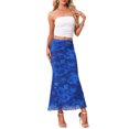 thumbnail image 2 of INSPIRE CHIC Summer Maxi Skirt for Women High Waist Floral Mesh Boho Bodycon Fishtail Long Skirts M Blue-1, 2 of 6
