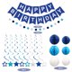 thumbnail image 3 of Decoración de cumpleaños azul, pancarta de feliz cumpleaños azul marino con bola de panal, serpentina de remolino colgante de estrella, decoraciones de guirnalda de puntos circulares, decoraciones de, 3 of 8