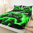 thumbnail image 3 of Castle Fairy Teens Boys Girls Black Green Gamepads 3Pcs Twin Sheet Sets,Video Game Twin Fitted Sheet,Abstract Lightning Breathable Flat Sheet,Microfiber Bedroom Decor, 3 of 7