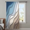 thumbnail image 4 of Navy Blue Brown Ombre Sheer Curtains 45 Inches Long, Modern Geometric Abstract Cream Light Filering Curtains, Breathable Simi Curtain Privacy Drapes for Kitchen Bathroom Small Window Treatment, 4 of 9