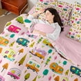 thumbnail image 3 of Erosebridal Cartoon Adventure Car Twin Bedding Sets 7-Piece For Boys Girls,Kids Teens Happy Camping Bedding Comforter Set,Pink Reversible, 3 of 6