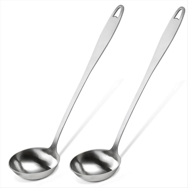 2 Cucharones para Sopa de Acero Inoxidable de Alta Calidad. Ideales para Servir Sopas y Guisos. Apto para Lavavajillas.