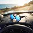 thumbnail image 3 of Big Round Sunglasses Men Women Oversized Blue Tinted Lens Frame UV Protection Transparent Champagne Shades for Travel Driving Outdoor, 3 of 6