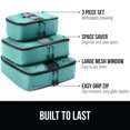 thumbnail image 3 of GORILLA GRIP 3 Piece Packing Cubes Set, Travel Essential Space Saving Mesh Bag Organizers for Suitcases and Luggage Bags, Turquoise, 3 of 10