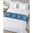 thumbnail image 5 of Xipuska Blue Boho Flowers Bed Runners for Queen Size Bed, Decorative Bed Throws for Foot of Bed, Ethnic Farmhouse Abstract Floral Art Bed Runner Sofa Throw Bedding Scarf Slipcover for Bedroom, 5 of 6
