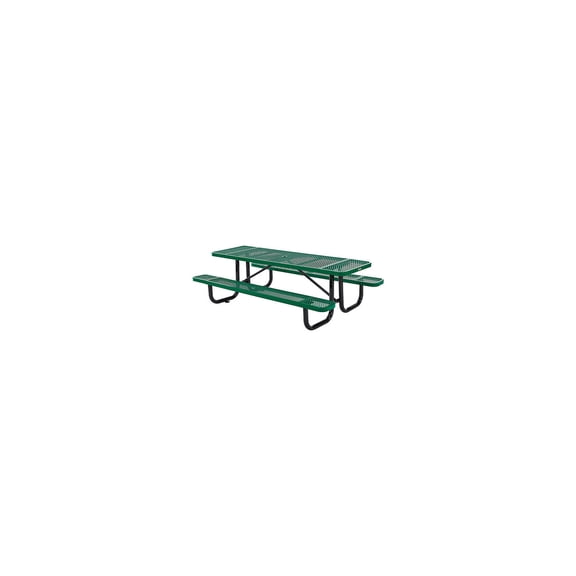 8' Rectangular Picnic Table, Expanded Metal, Green (96" Long)