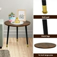 thumbnail image 4 of 16inch Brown Wood Top Black Metal Tri-Leg Side Table for Small Spaces - Rustic Modern Nightstand End Table for Bedroom Living Room Balcony, 4 of 7