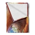 thumbnail image 2 of Space Soft Flannel Fleece Throw Blanket, Dust Cloud Nebula Stars in Solar System Scene with Planet Earth Pluto and Neptune, Cozy Plush for Indoor and Outdoor Use, 60" x 80", Orange Blue, by Ambesonne, 2 of 5