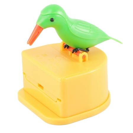 

Adorable Bird Pecking Shape Toothpick Case Hand Press Toothpick Holder Automatic Household Toothpick Dispenser Home Room Decoration with 1 Bag Toothpicks (Green)