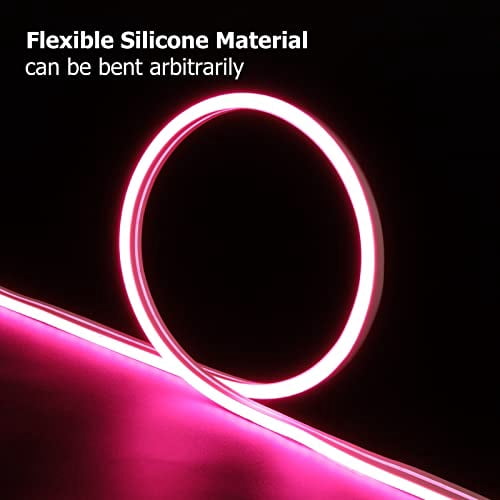 Galgreen Neon Rope Lights, 16.4ft Rope Lights with Dimmable Remote and Adapter, Waterproof Flexible Smart Led Strip Lights for Bedroom, Super Bright, DIY Neon Sign, Indoors Outdoors Wall Decor, Pink