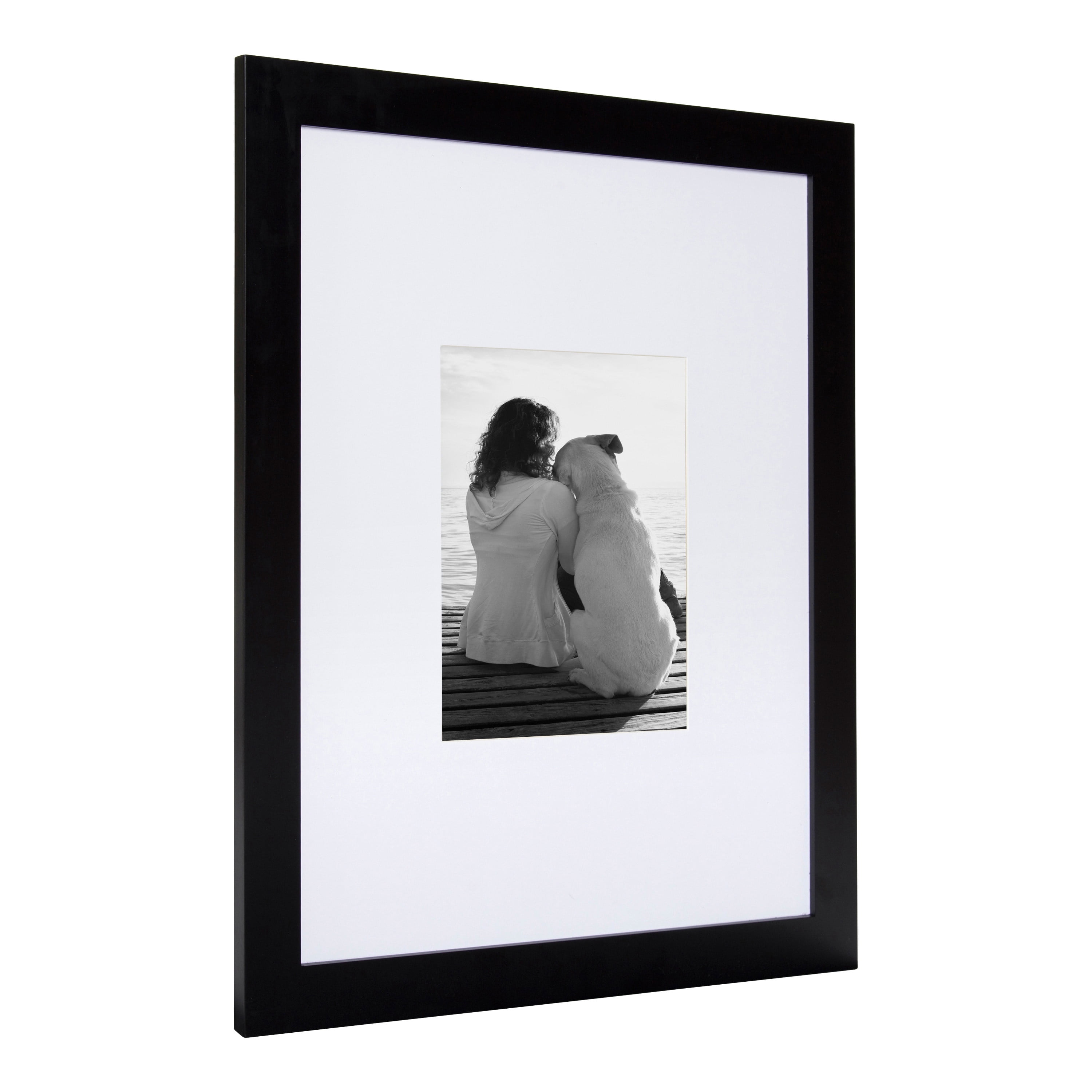 DesignOvation Museum Wooden Traditional Picture Frame Set with Mats for Customizable Wall Display, 16x20 matted to 8x10, Black, 2 Pack