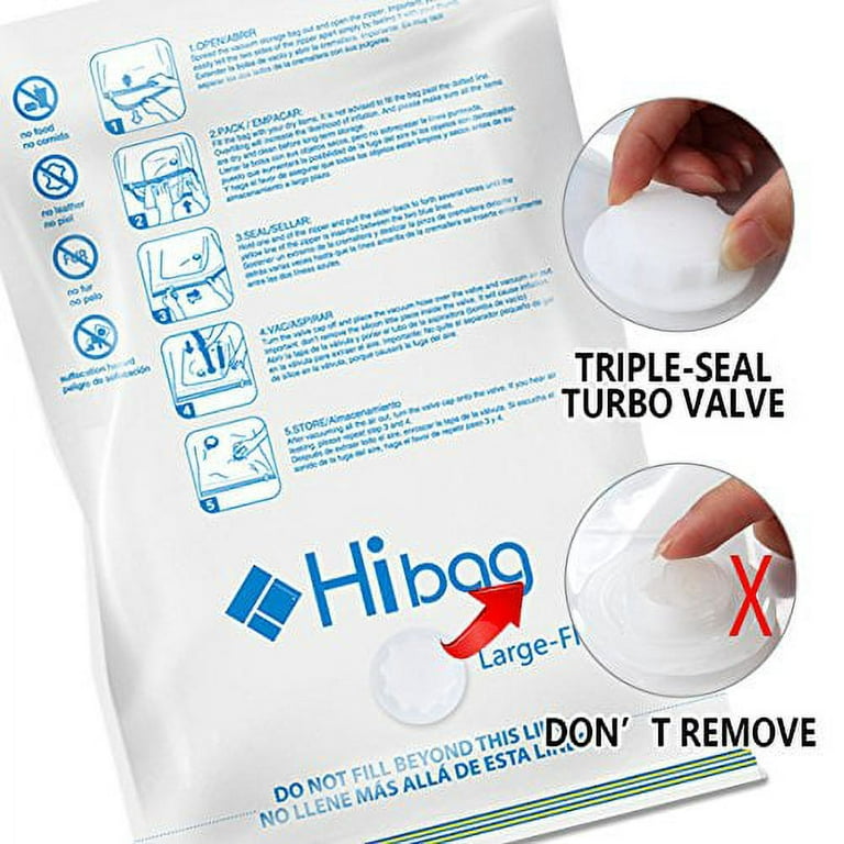 hibag space saver bags, 20 pack vacuum storage bags (6 medium, 5 large, 5  jumbo, 2 small, 2 roll up bags) with hand pump for bedding, comforter,  pillows, towel, blanket, clothes 