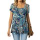 thumbnail image 1 of Fiudx Ofertas Flash Del Día Moda Mujer Verano Casual Tops Cuello Alto Estampado Manga Corta -, 1 of 5