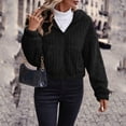 thumbnail image 4 of Womens Cropped Fleece Jacket Zip Up Long Sleeve Soft Plush Jackets Casual Warm Lightweight Winter Coats with Pockets, 4 of 5