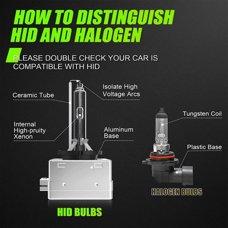 D1S HID Xenon Headlight Bulbs for Buick Regal Lacrosse Mini Cooper LED High  Beam/Low Beam 6000K White 2pcs