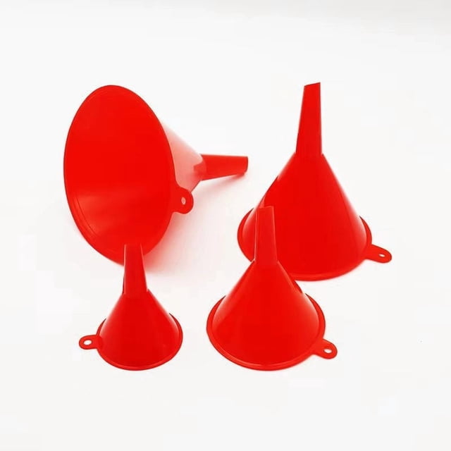 Ensemble d'Entonnoirs à Huile en Plastique Rouges pour Transfert de Fluide de Voiture, Entonnoir de Remplissage Portable pour la Maison, Étanche, Outil Polyvalent pour l'Entretien Auto DIY, Usage en Cuisine